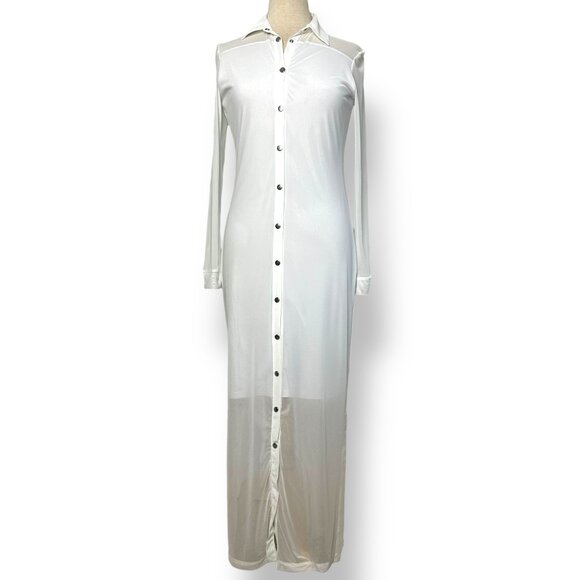 Anatomie Colette Luxury Travel Maxi Dress White Mesh Over Jersey Sz XS - Picture 1 of 10